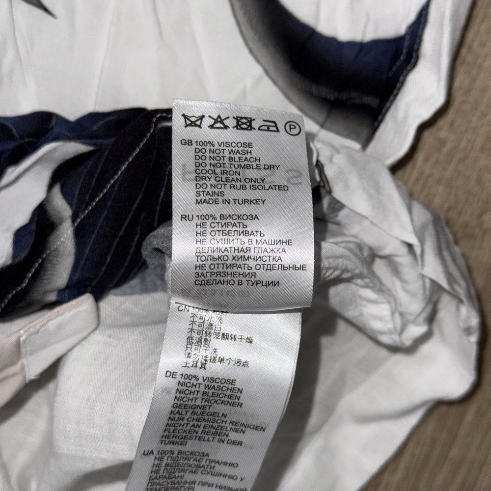Reiss The Gigi Printed Viscose Short Sleeve Camp Collar Shirt Men M White Cranes - Picture 6 of 6